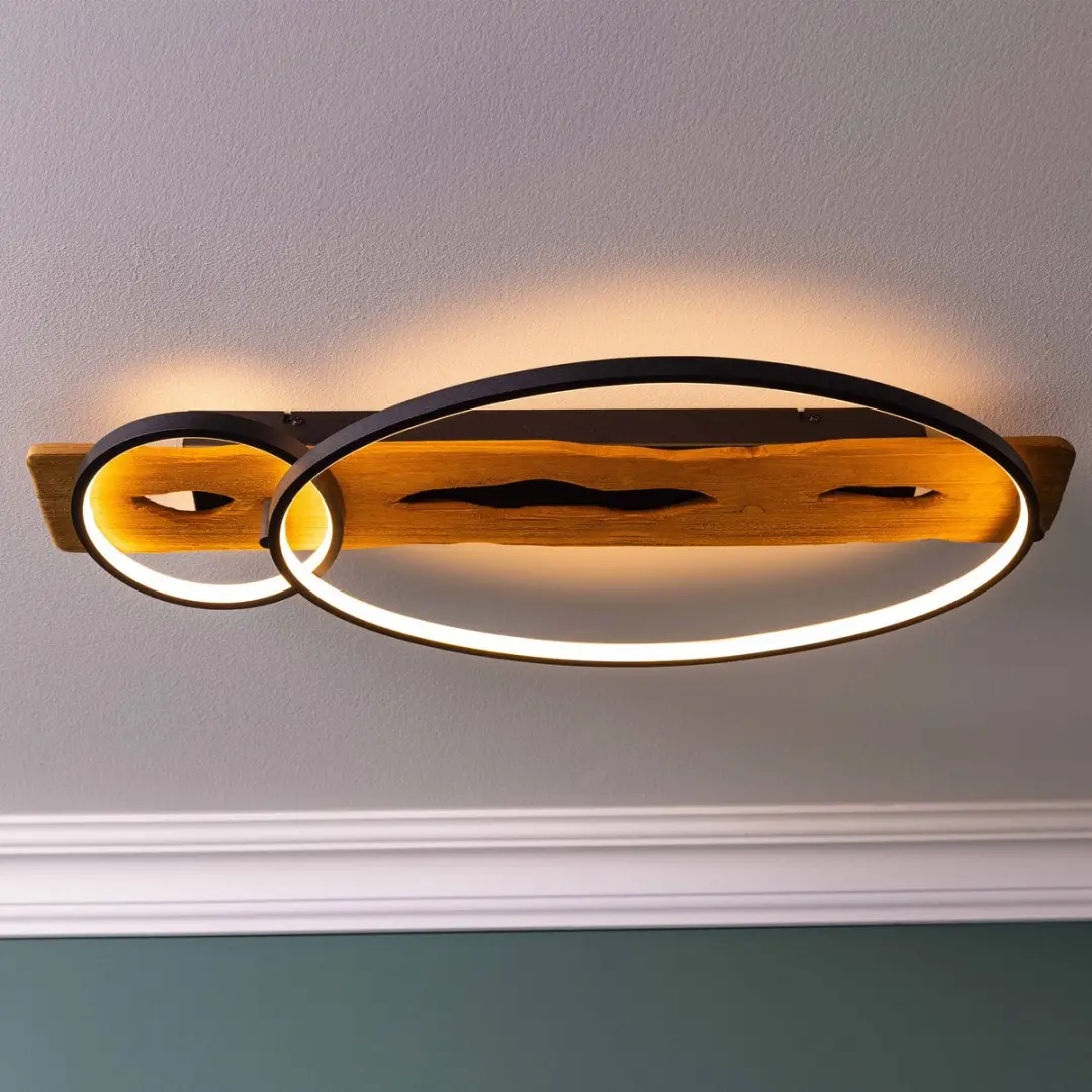 Brilliant Pirus LED Plafondlamp G99292-76 - 30W - Ø70cm - Zwart/Bruin - afbeelding 6 van 6