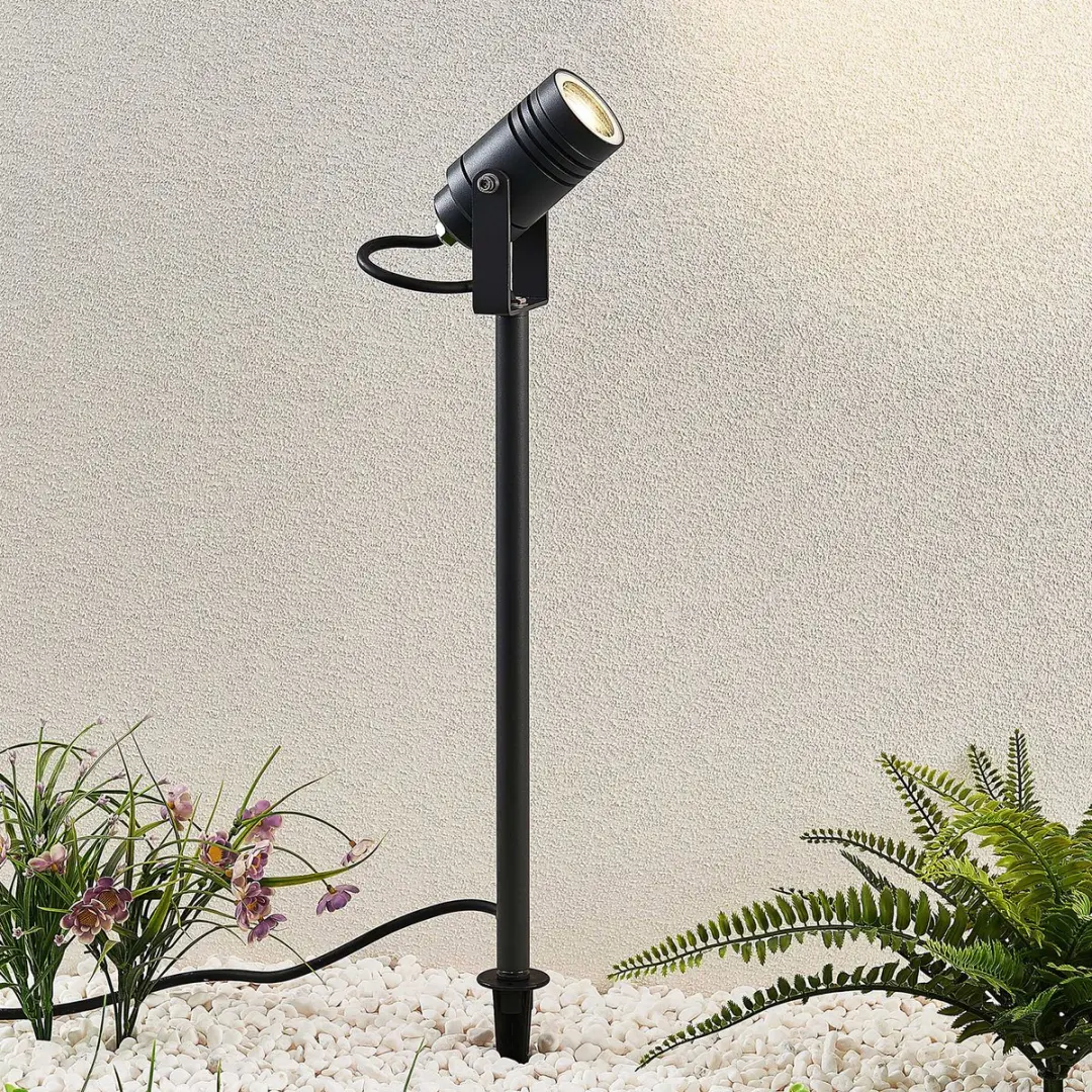 Lucande Buitenspot 1 Licht GU10 - Gegoten Aluminium - Donkergrijs