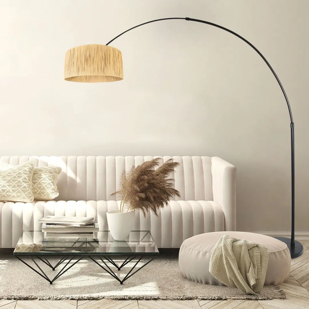 Steinhauer Vloerlamp Seagrass Trendy - Zwart - 230cm