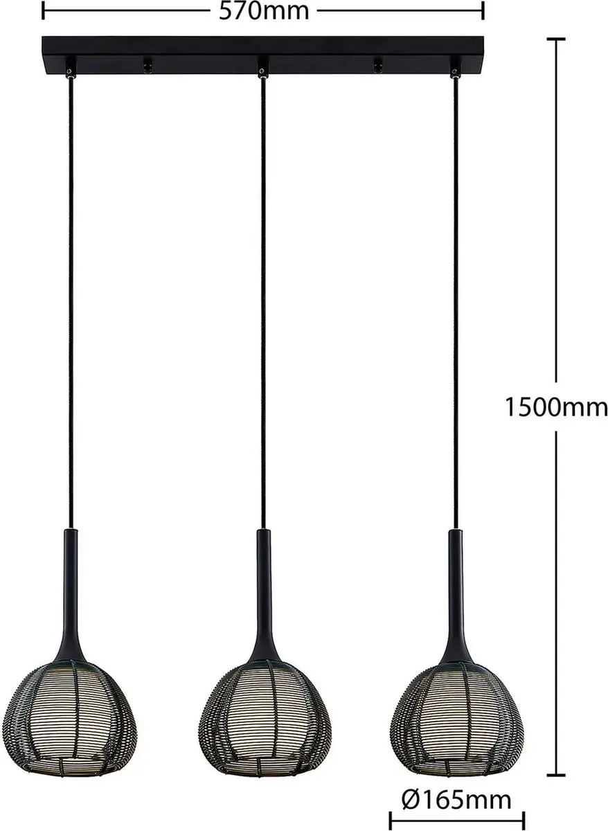 Lucande Hanglamp 3-Lichts - Zwart/Wit