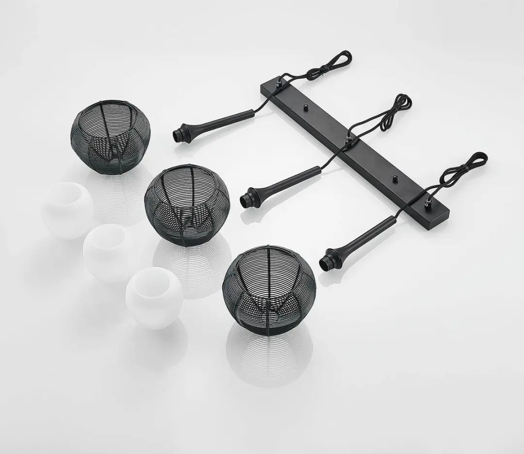 Lucande Hanglamp 3-Lichts - Zwart/Wit
