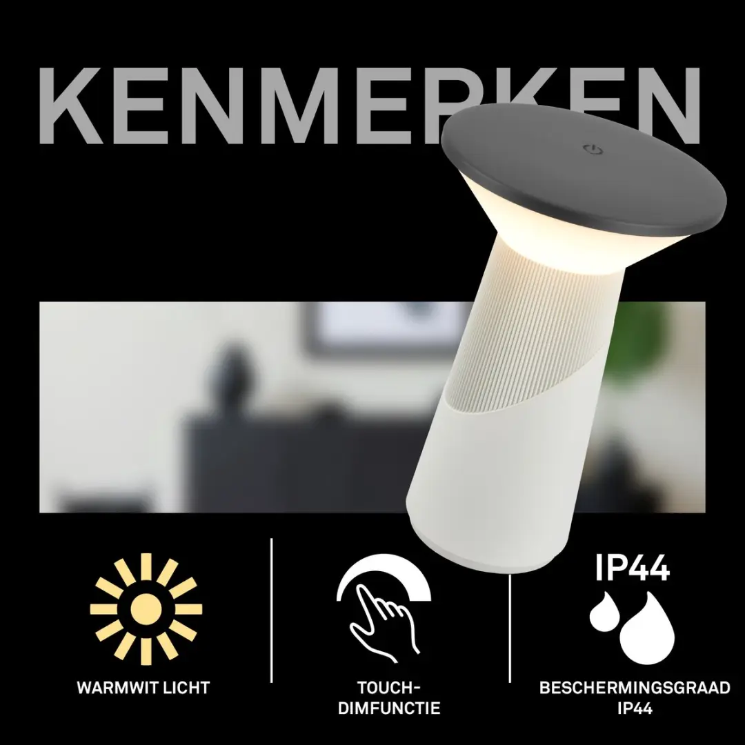 Briloner Pilia Oplaadbare Tafellamp - Ø15cm - Antraciet & Brons