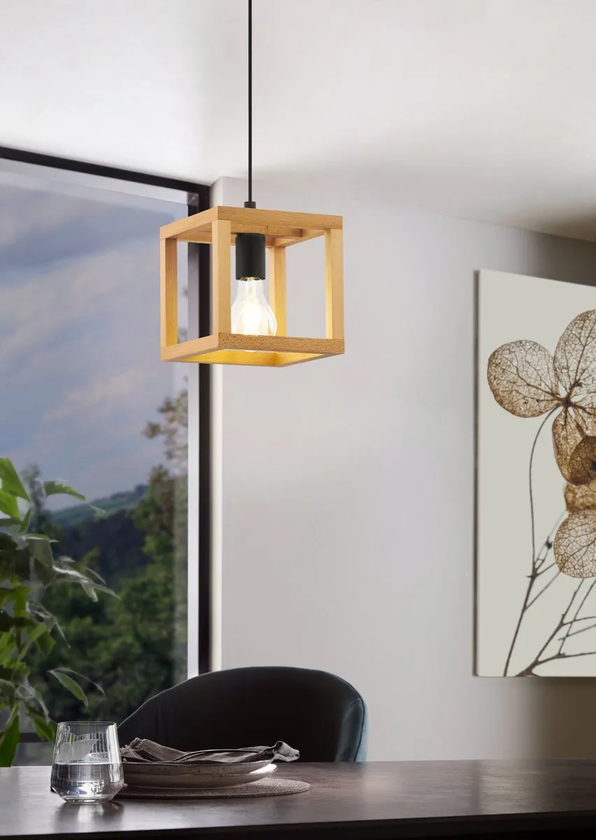Eglo Blackcrown 1 Hanglamp - Industrieel - Zwart/Bruin