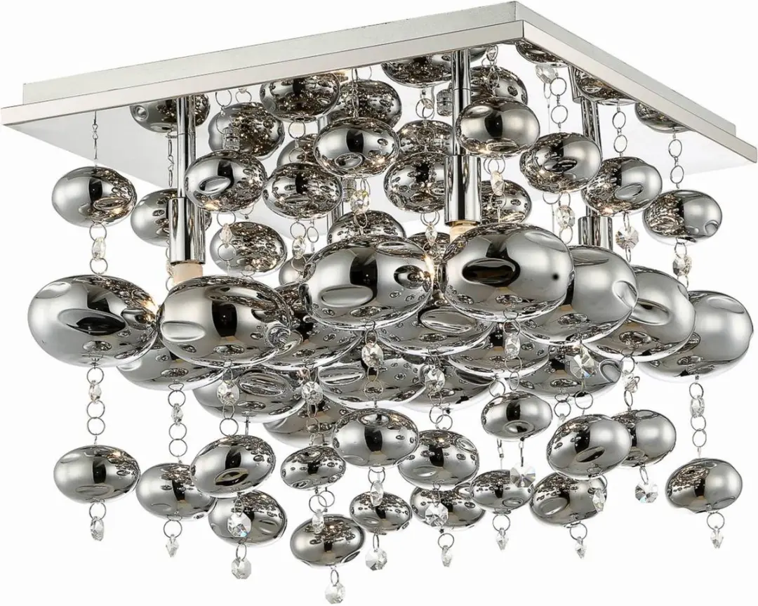 Lindby Hanglamp 4-Lichts Metaal Glas - 42cm - G9 - Chroom Rook