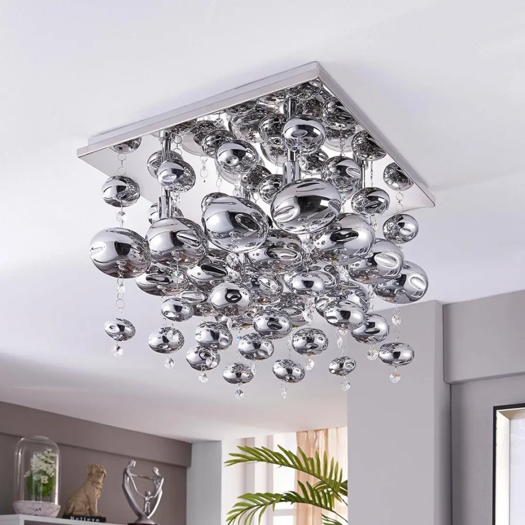 Lindby Hanglamp 4-Lichts Metaal Glas - 42cm - G9 - Chroom Rook