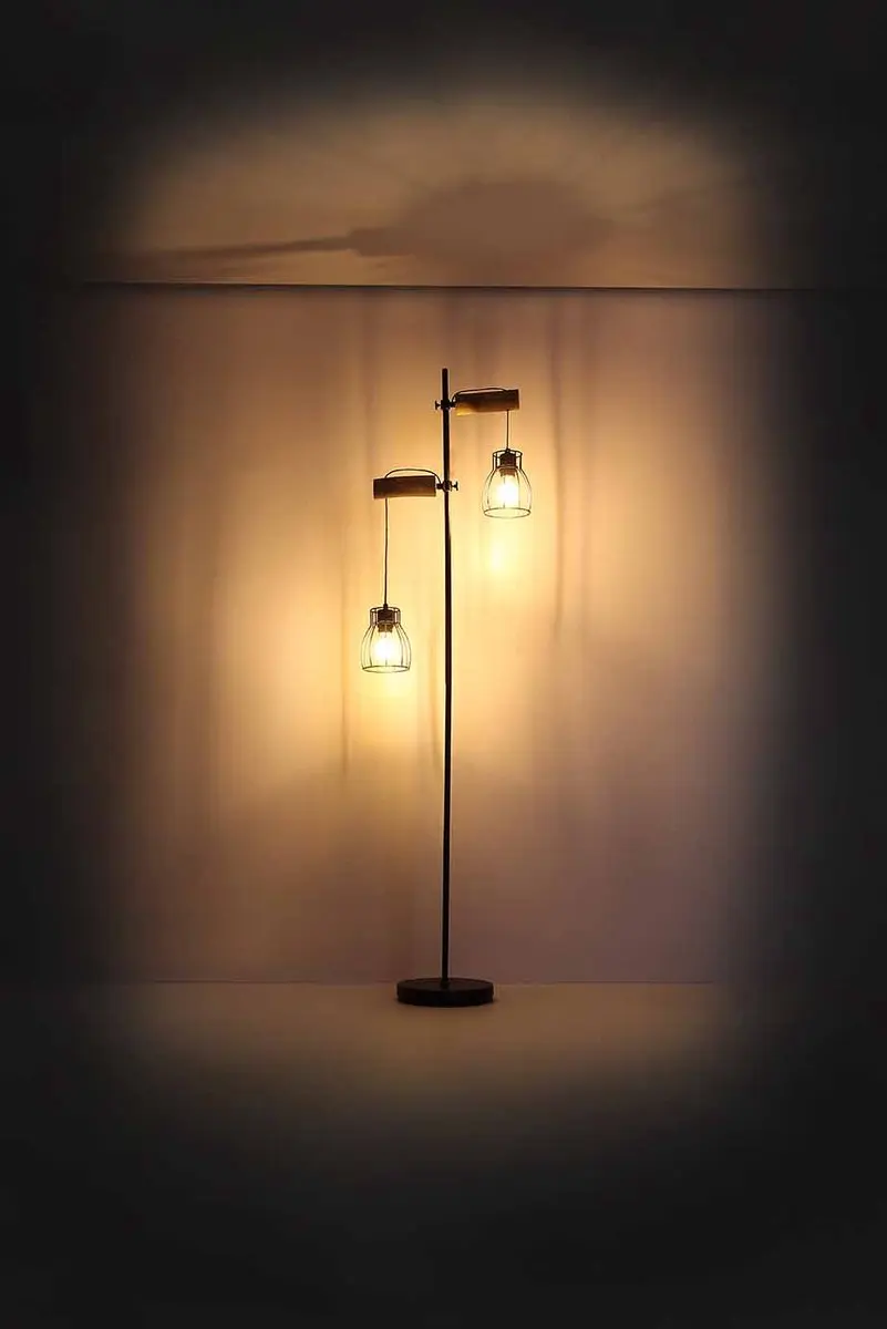 Globo Mina Vloerlamp - 2x E27 - Zwart