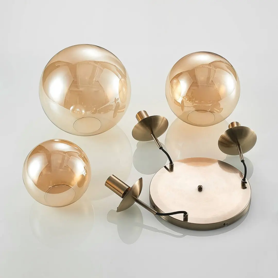 Lindby Teeja Hanglamp 3x15W - Glas Oud Messing