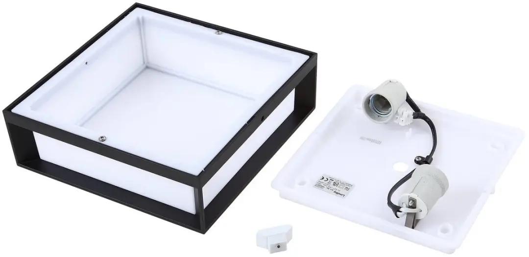 Lindby Wandlamp Buiten 2-Lichts E27 - Zwart/Wit