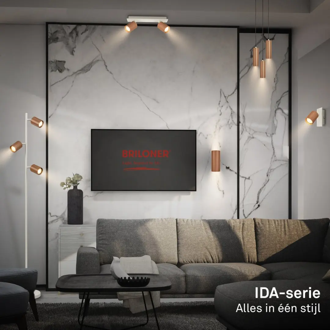 Briloner Ida Vloerlamp - 3x GU10 - 141cm - Koffie
