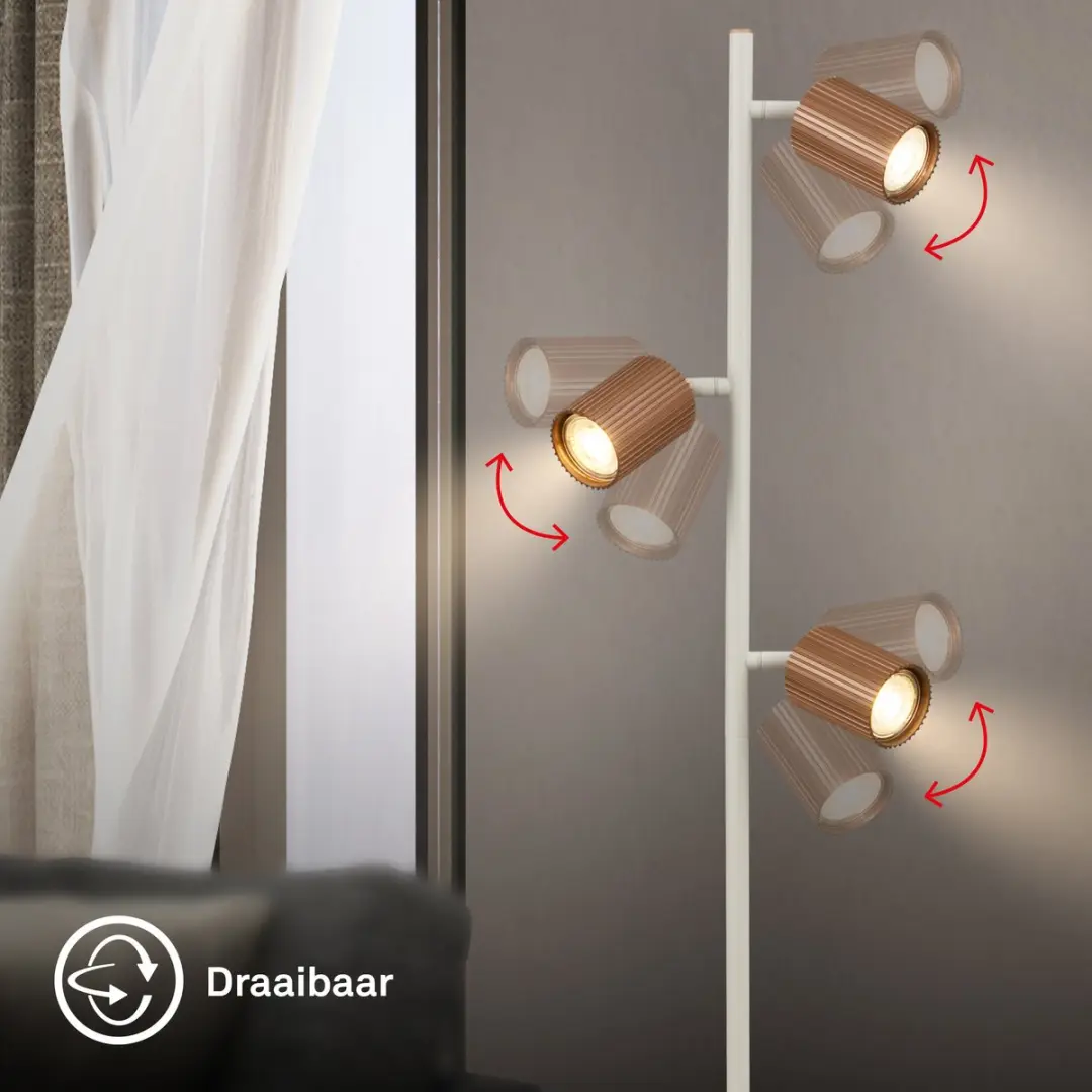 Briloner Ida Vloerlamp - 3x GU10 - 141cm - Koffie