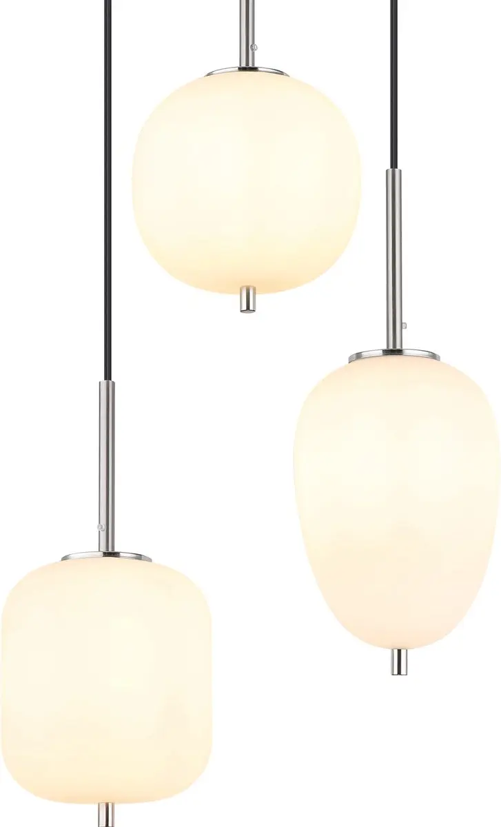 Globo Blacky I Hanglamp - 3x Ø46cm - Wit - E14