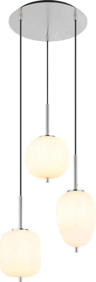 Globo Blacky I Hanglamp - 3x Ø46cm - Wit - E14