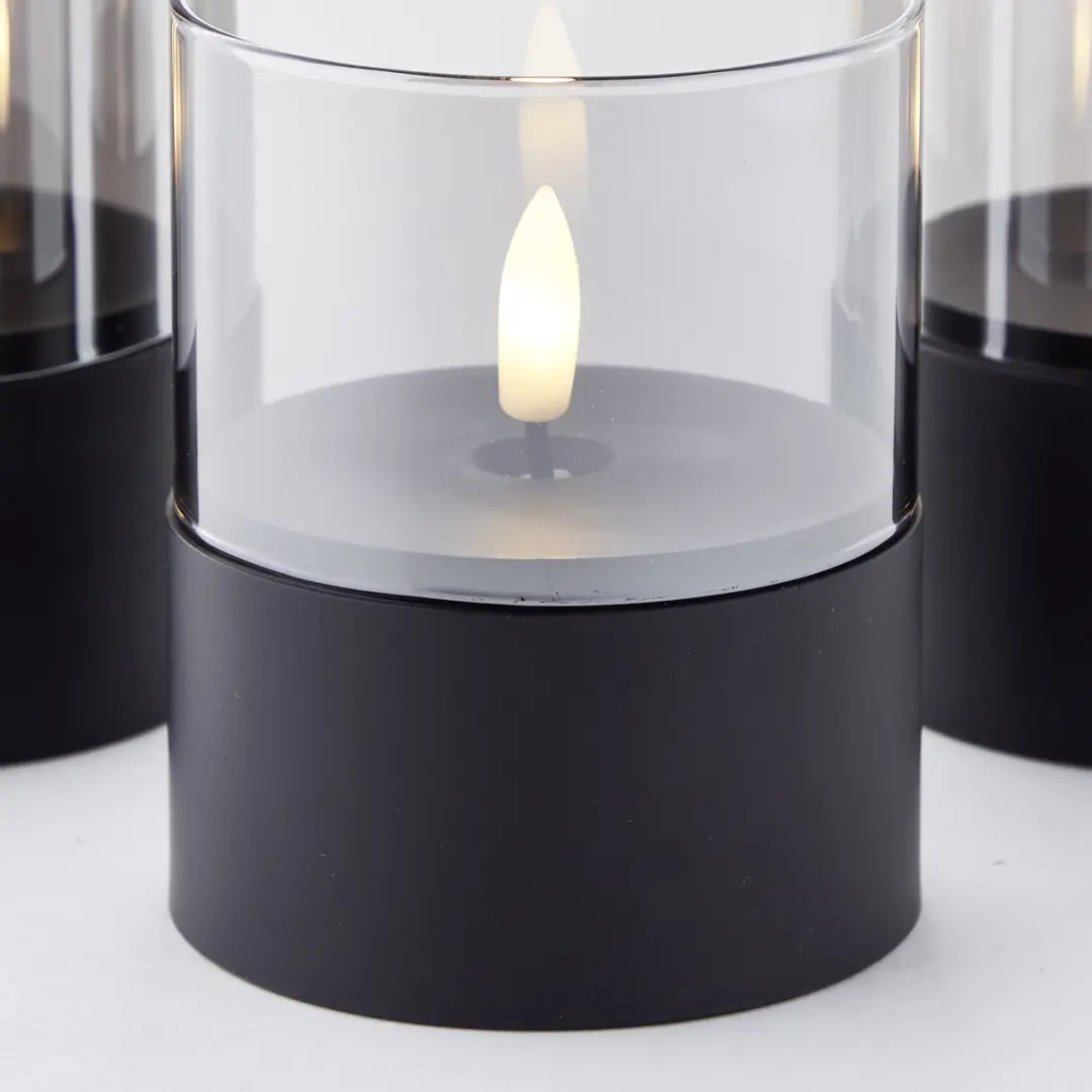 Brilliant LED Buiten Tafellamp 3-delig - Rookglas - 2500K - 10/12,5/15cm