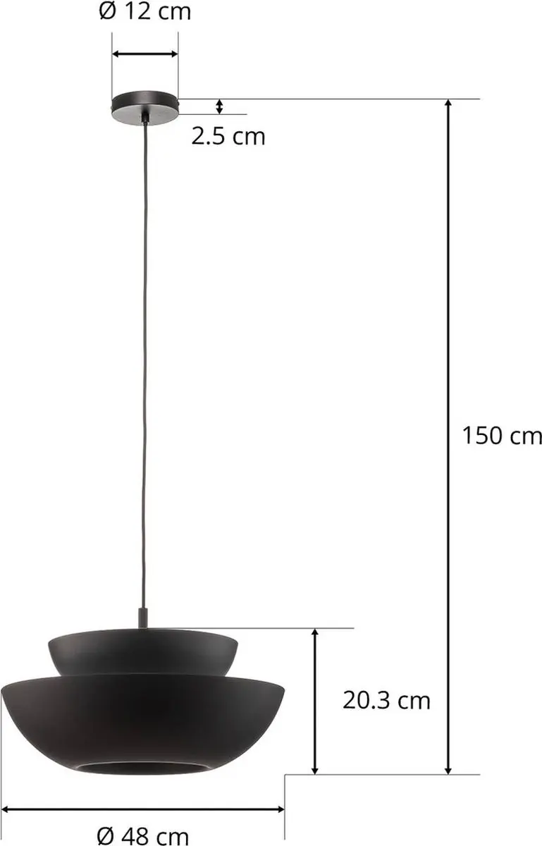 Lucande Hanglamp 1 Licht E27 - Zwart