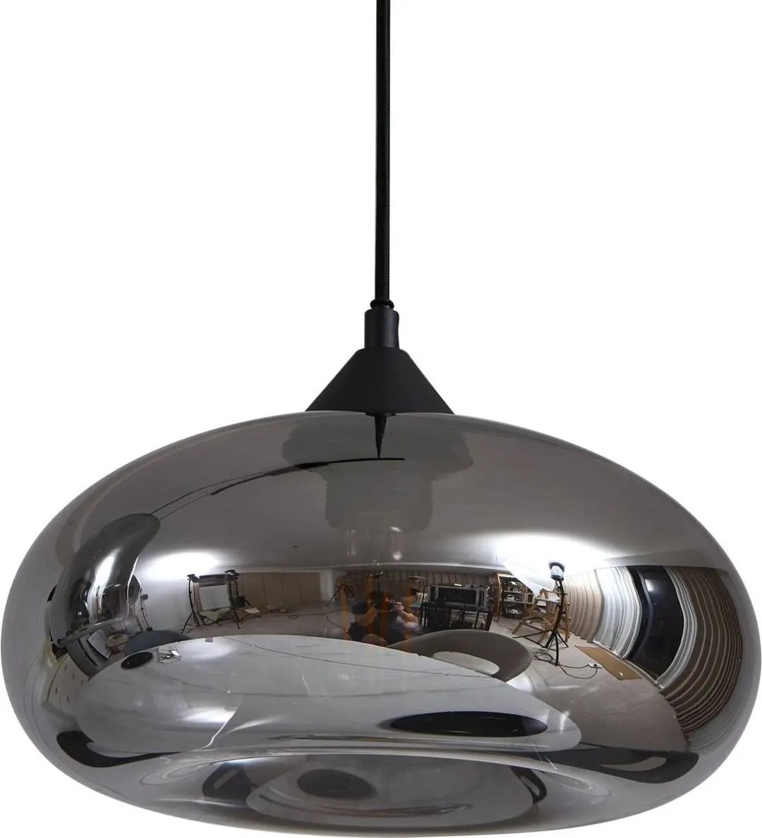 Lindby Hanglamp 3-Lichts Glas Staal - 3x60W - Rookgrijs/Zwart