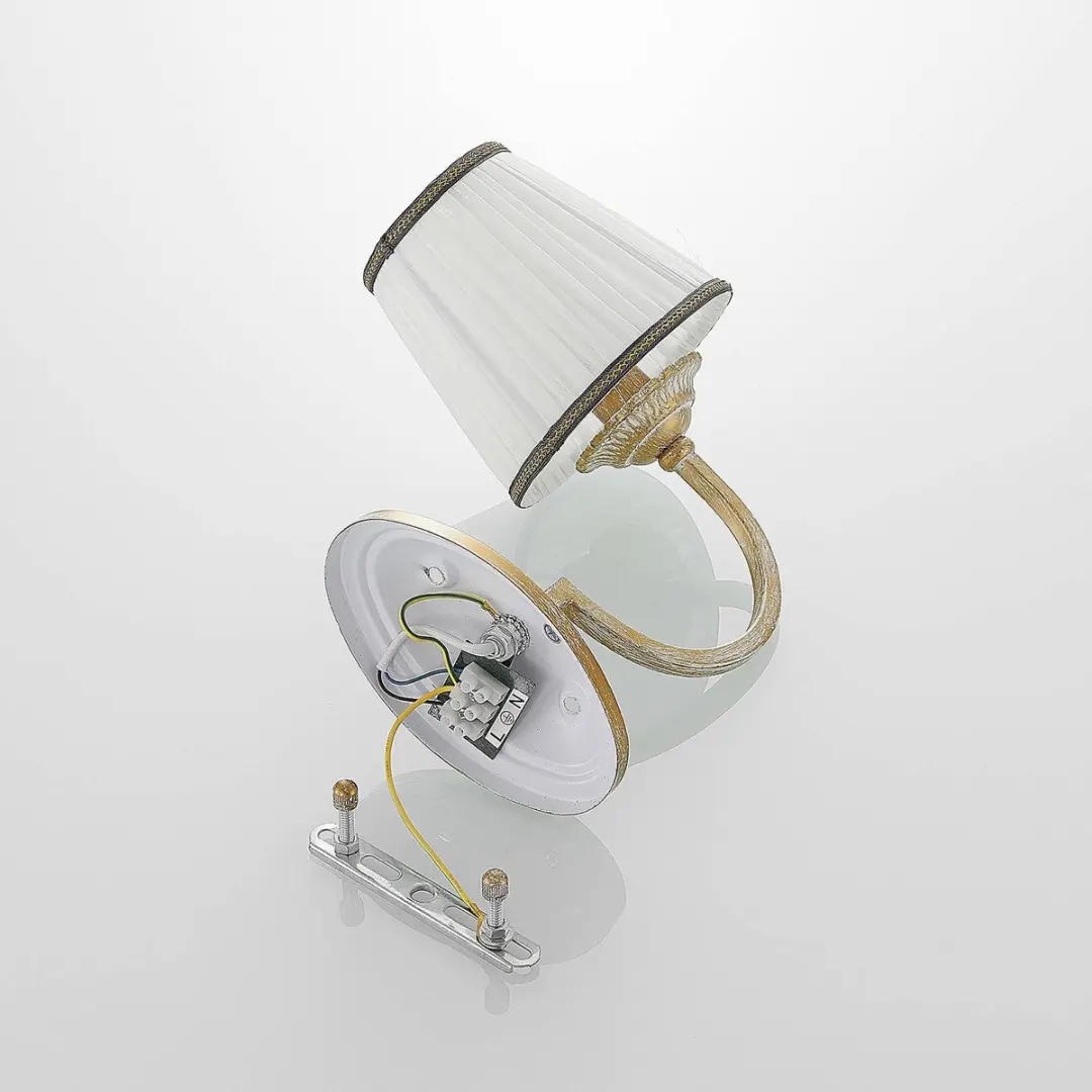 Lindby Wandlamp Textiel Metaal E14 40W - Crème Antiek Messing