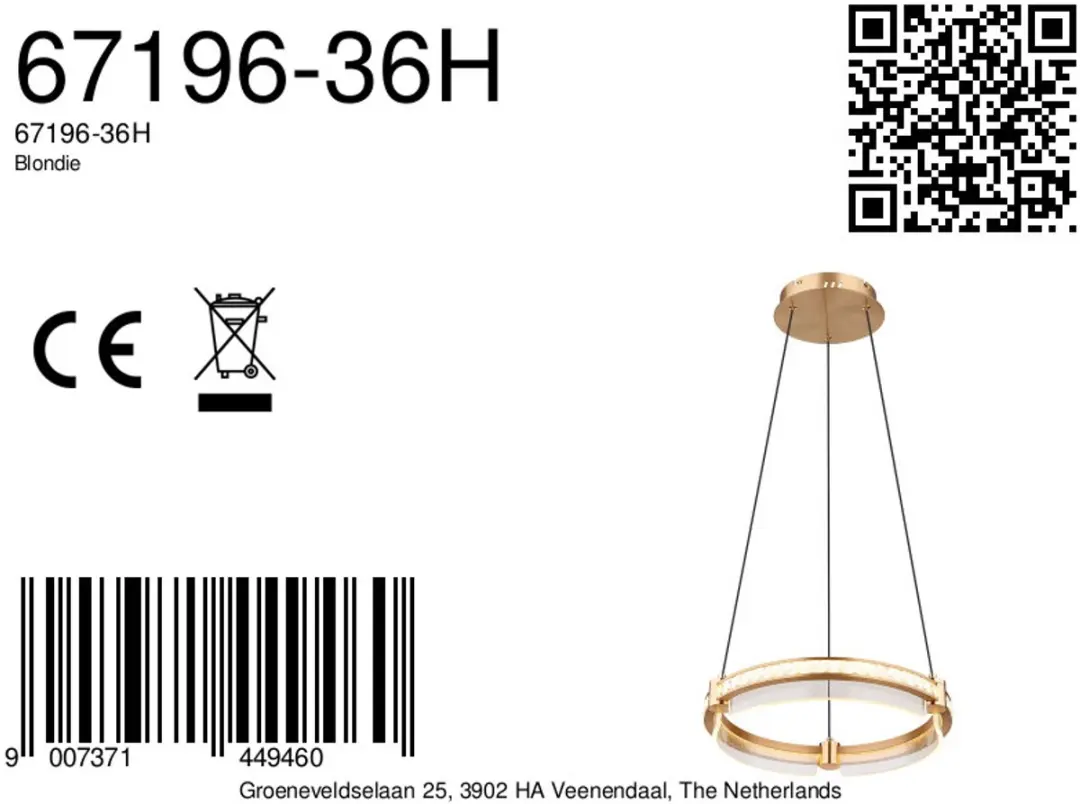 Globo Blondie Hanglamp - Ø40cm - Goud - LED