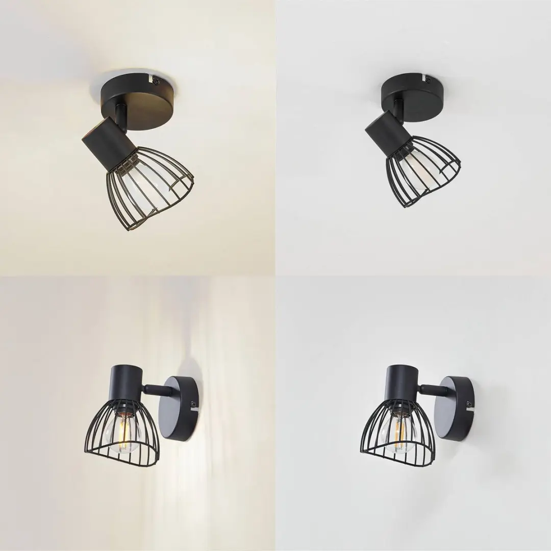 Lindby Plafondlamp 1 Licht E14 - 17cm - Zwart - afbeelding 6 van 6