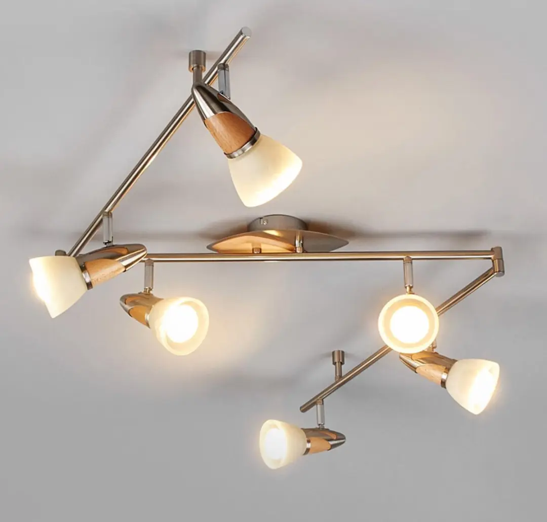 Lindby Plafondlamp 6 Lichtpunten Metaal/Hout/Wit - E14