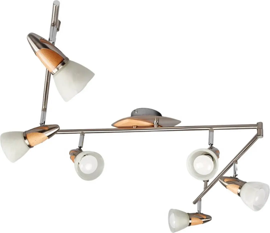 Lindby Plafondlamp 6 Lichtpunten Metaal/Hout/Wit - E14