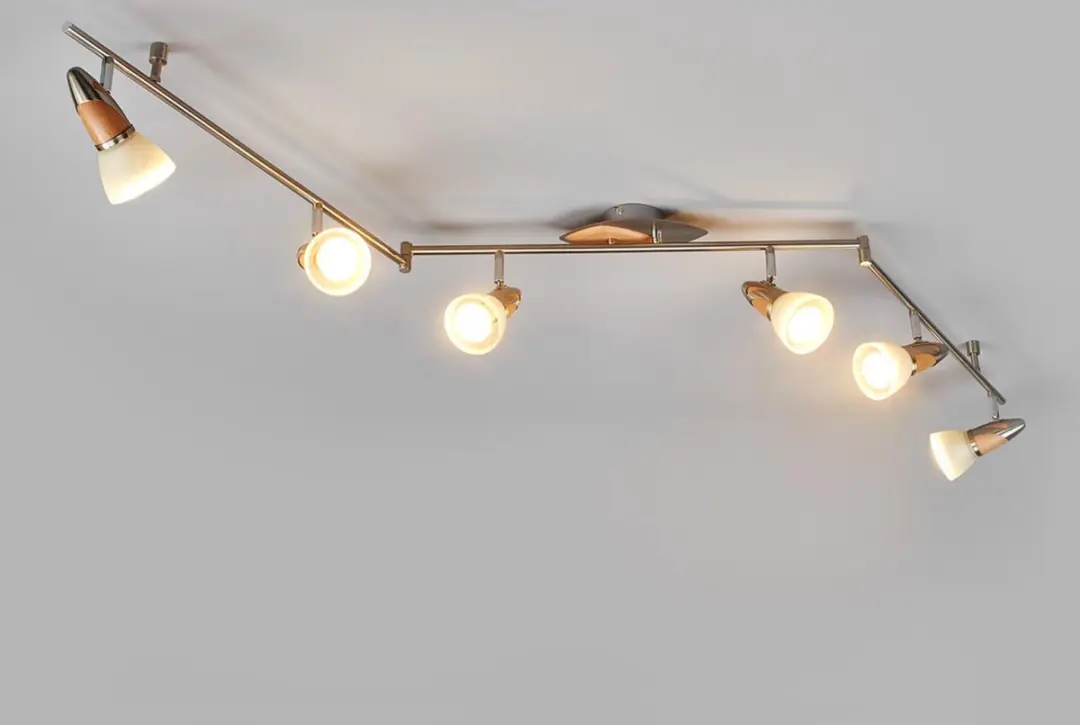 Lindby Plafondlamp 6 Lichtpunten Metaal/Hout/Wit