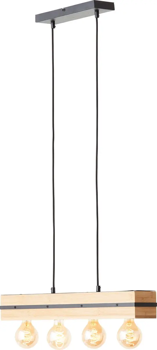 Brilliant Benny Hanglamp 60cm - 4x A60 E27 40W - Mat Zwart/Naturel