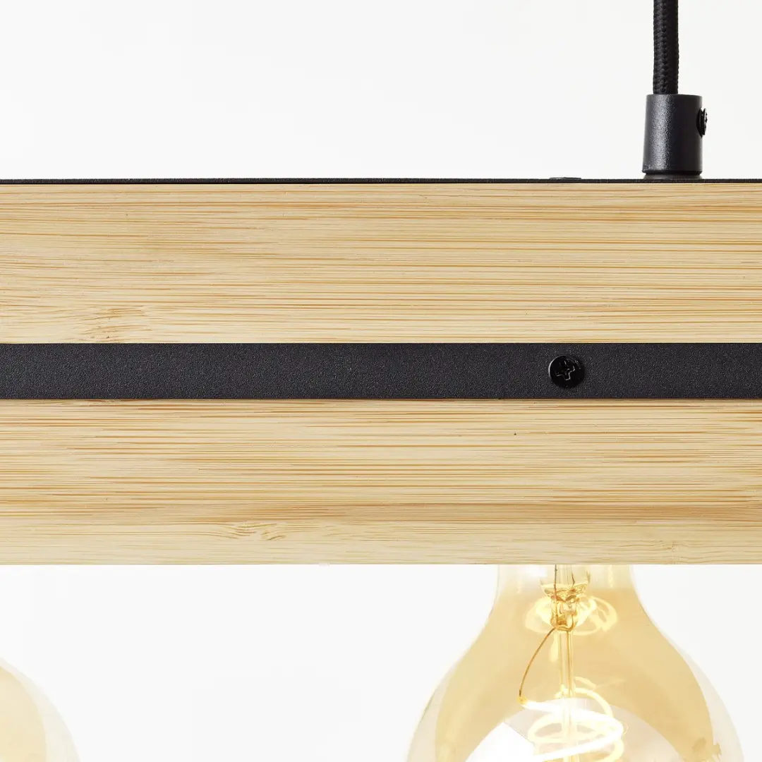 Brilliant Benny Hanglamp 60cm - 4x A60 E27 40W - Mat Zwart/Naturel