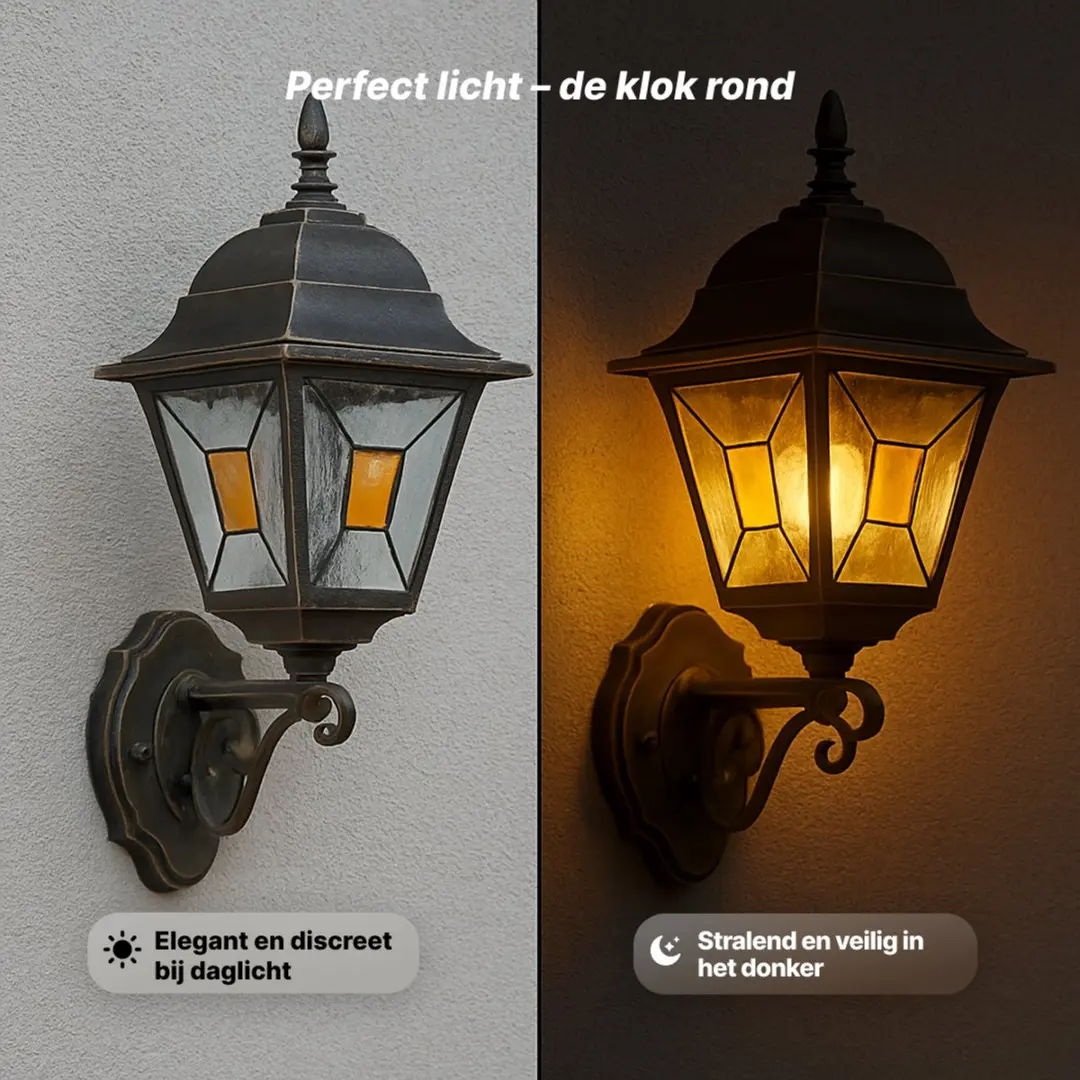 Brilliant Janel Muurlamp E27 60W - Zwart/Goud - Buiten - afbeelding 6 van 6