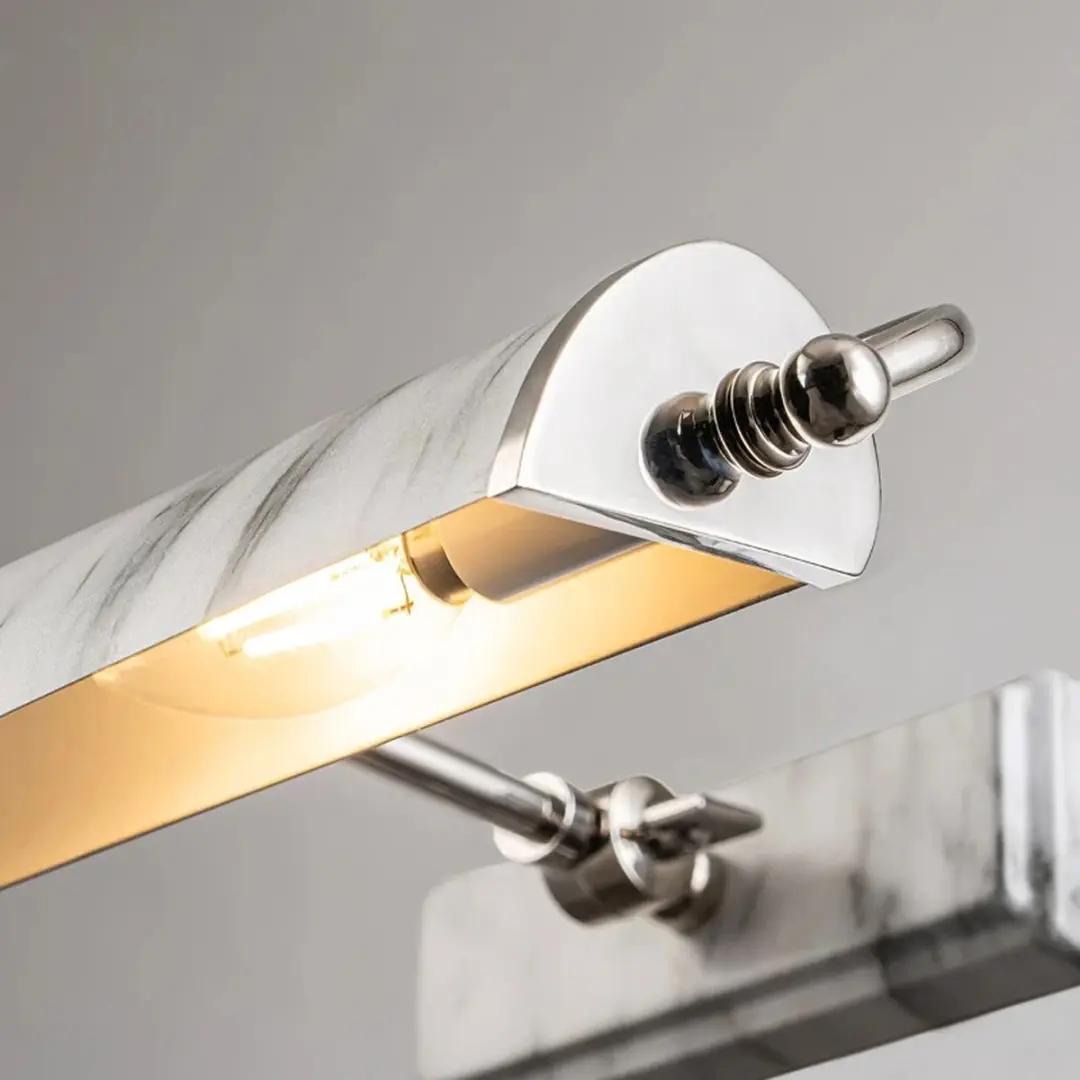 Elstead Winchfield LED Schilderijverlichting - 2x E14 40W - Dimbaar - Polished Nickel & White Marble