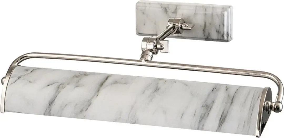 Elstead Winchfield LED Schilderijverlichting - 2x E14 40W - Dimbaar - Polished Nickel & White Marble