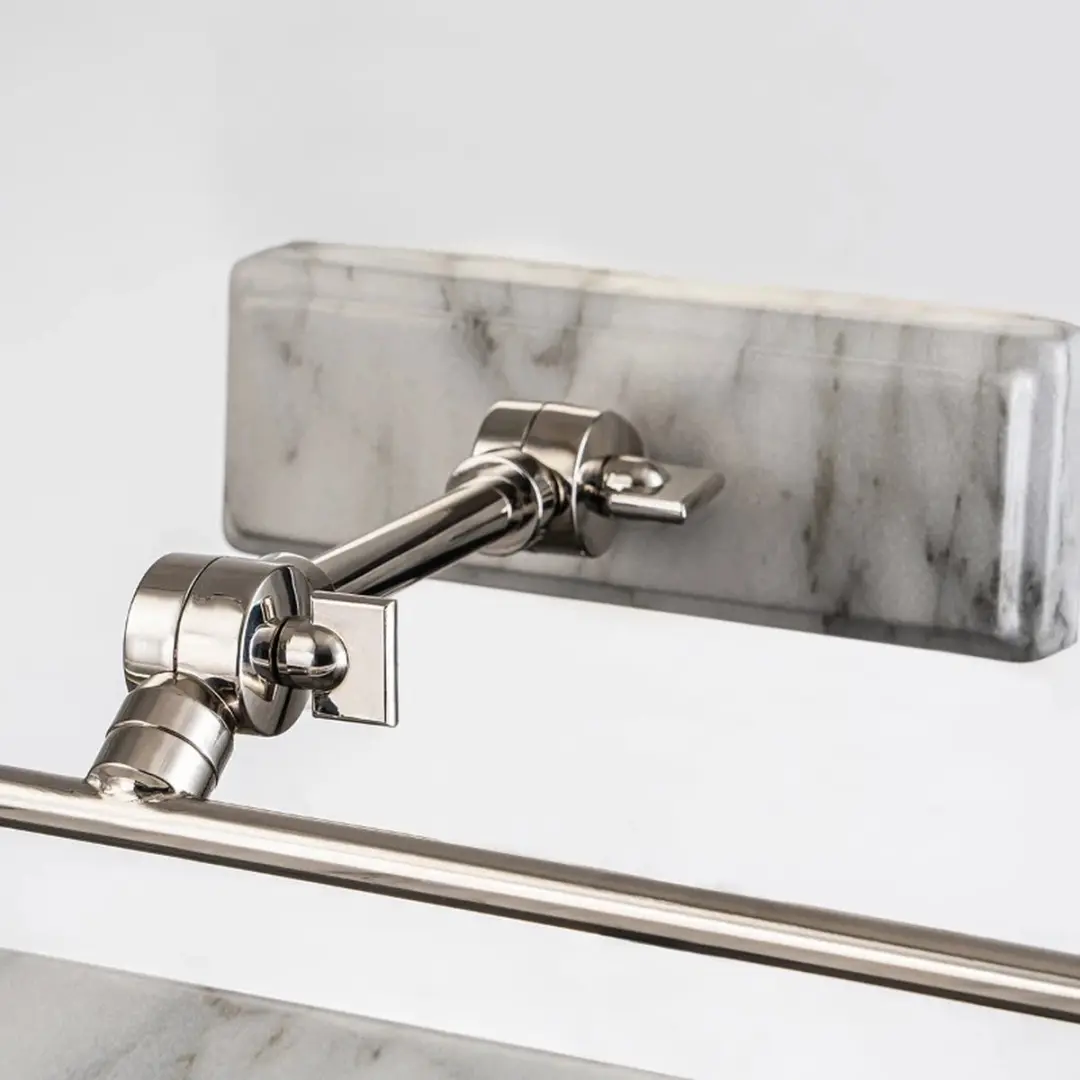 Elstead Winchfield LED Schilderijverlichting - 2x E14 40W - Dimbaar - Polished Nickel & White Marble