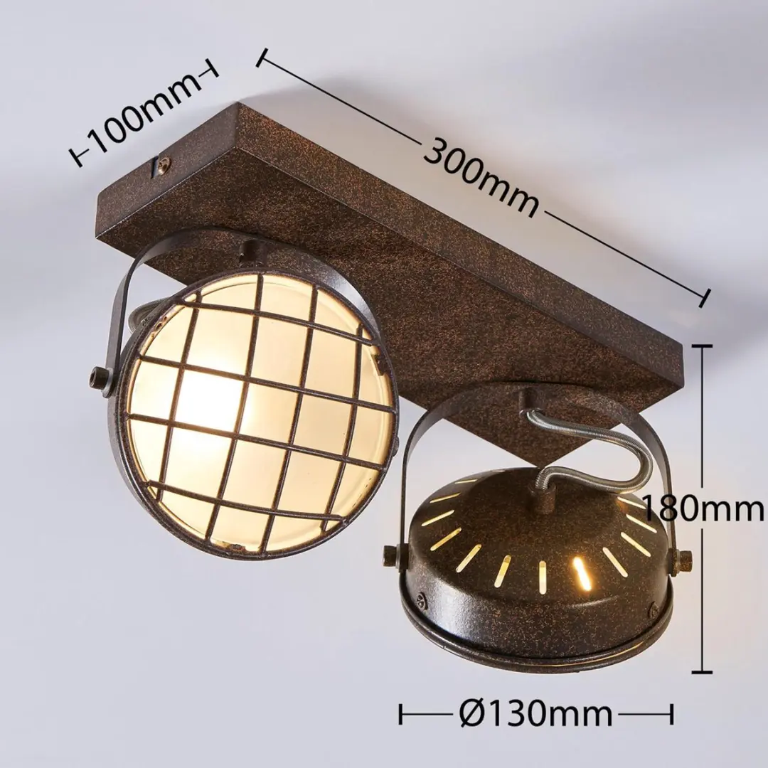 Lindby Buitenspot Metaal Glas 2-Lichts G9 - 18cm - Roest/Wit