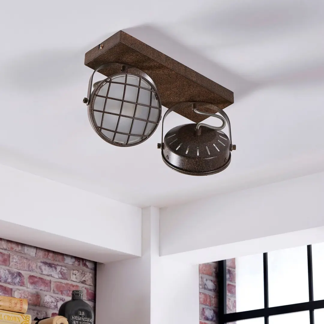 Lindby Buitenspot Metaal Glas 2-Lichts G9 - 18cm - Roest/Wit