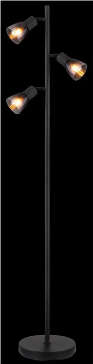 Globo Satella Vloerlamp 161cm Matt zwart - 3x E14