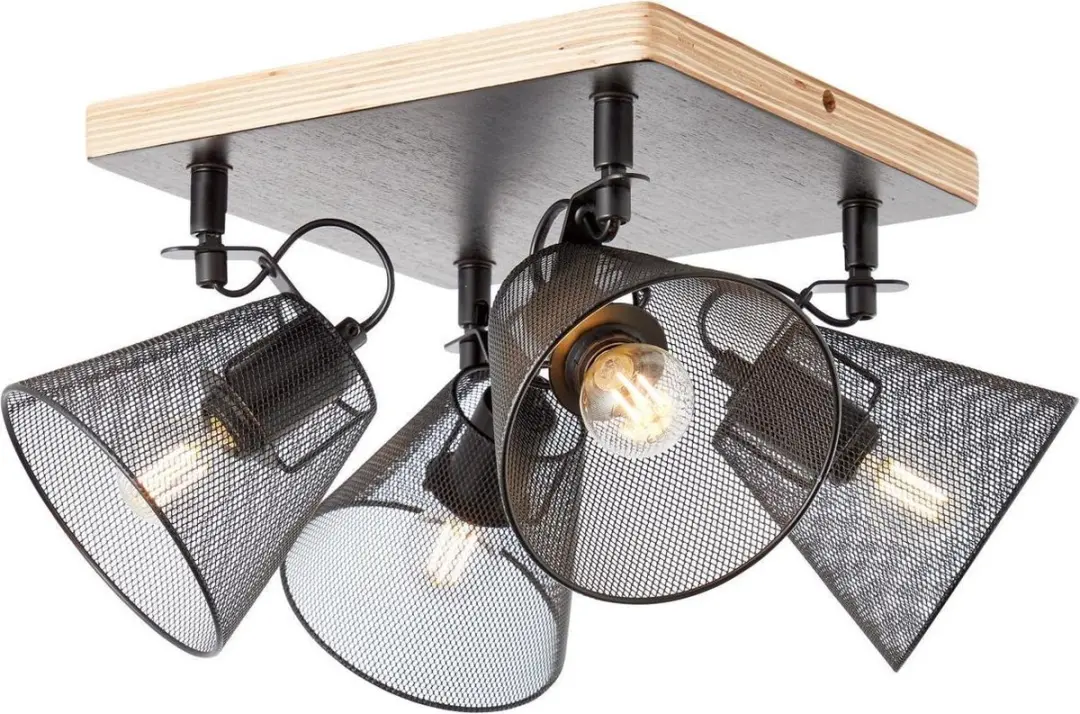 Brilliant Lamp 4-vlams E14 Zwart/Hout - 4x40W - afbeelding 6 van 6