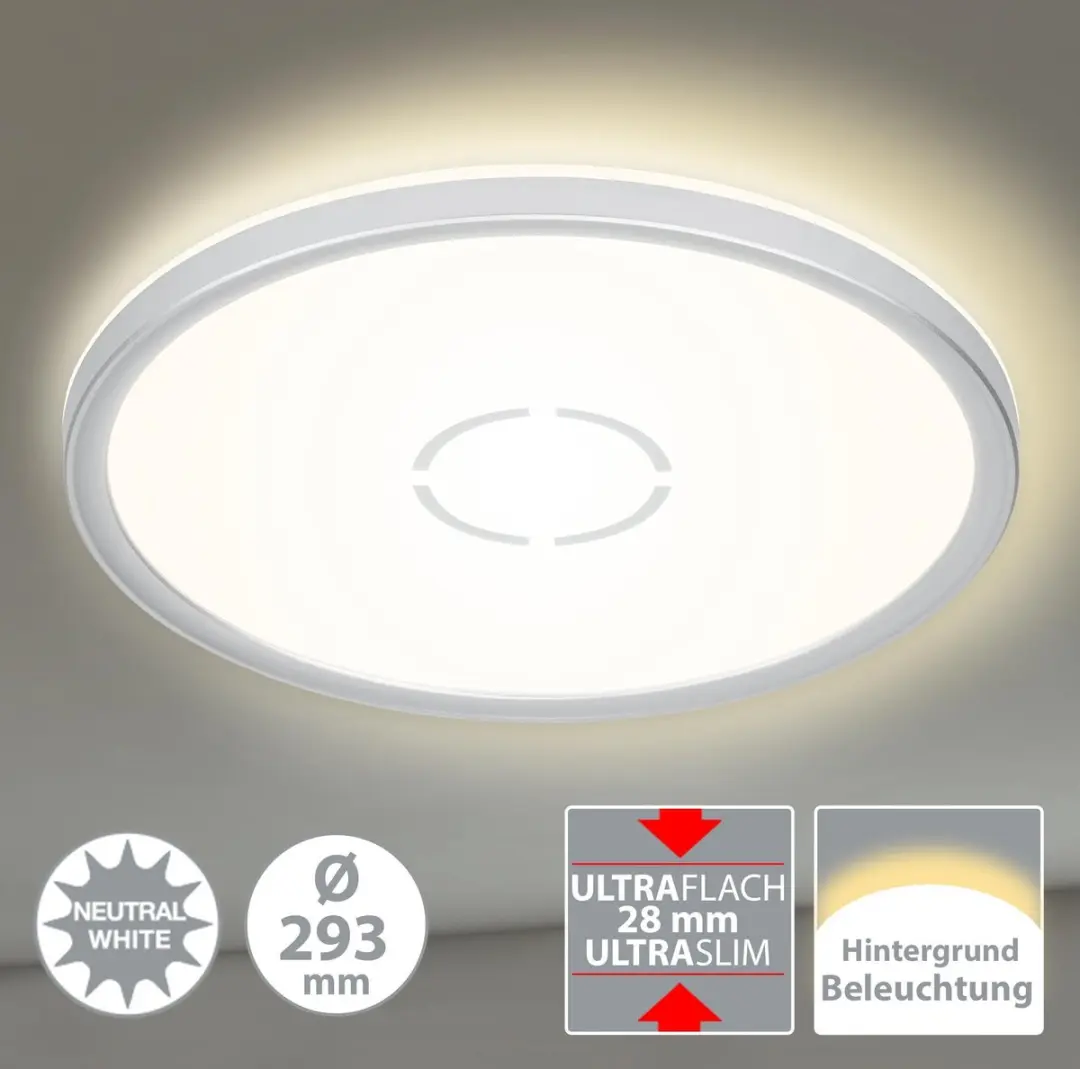 Briloner FREE Plafondlamp LED 18W 2.400 Lumen - Wit-Zilver Ø29cm