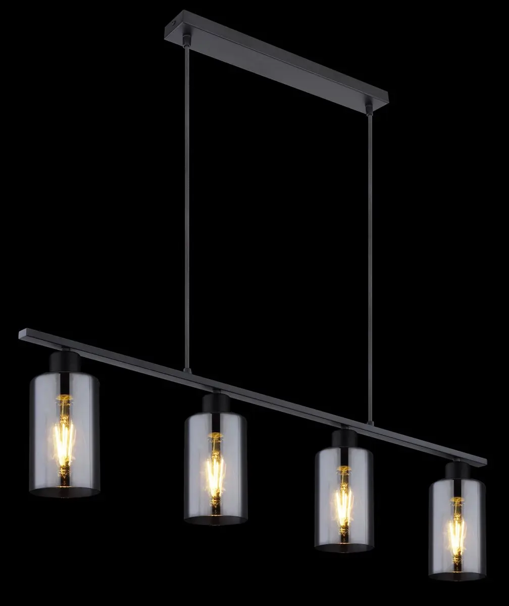 Globo Hadera Hanglamp - 4x E27 - Zwart - afbeelding 6 van 6