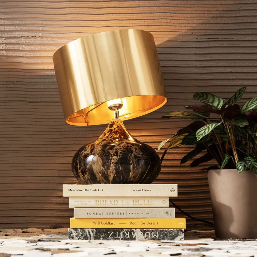 Kare Tafellamp Mamo Deluxe - Bruin/Goud