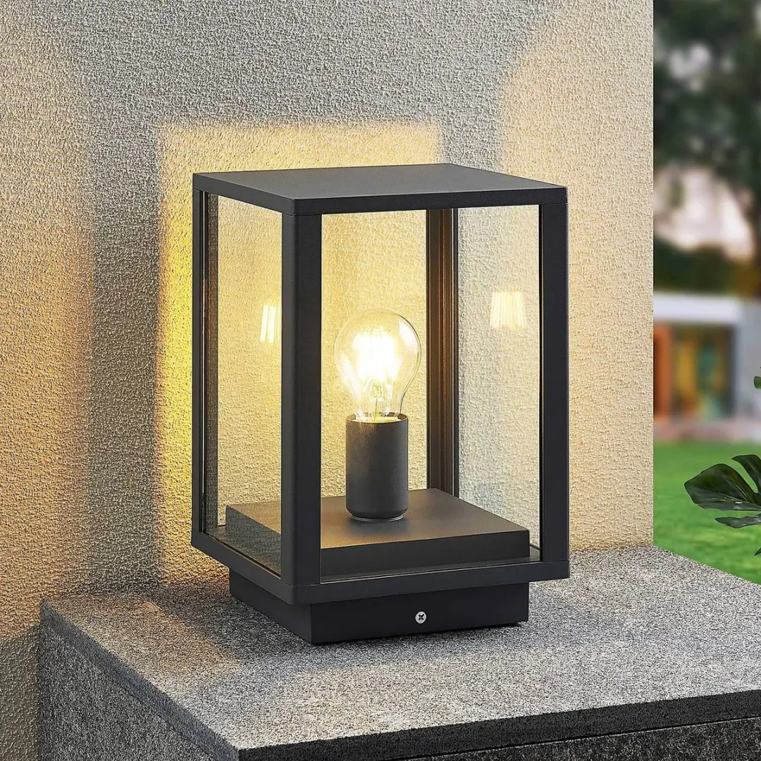 Lindby Sokkellamp Aluminium Glas 29cm E27 Antraciet
