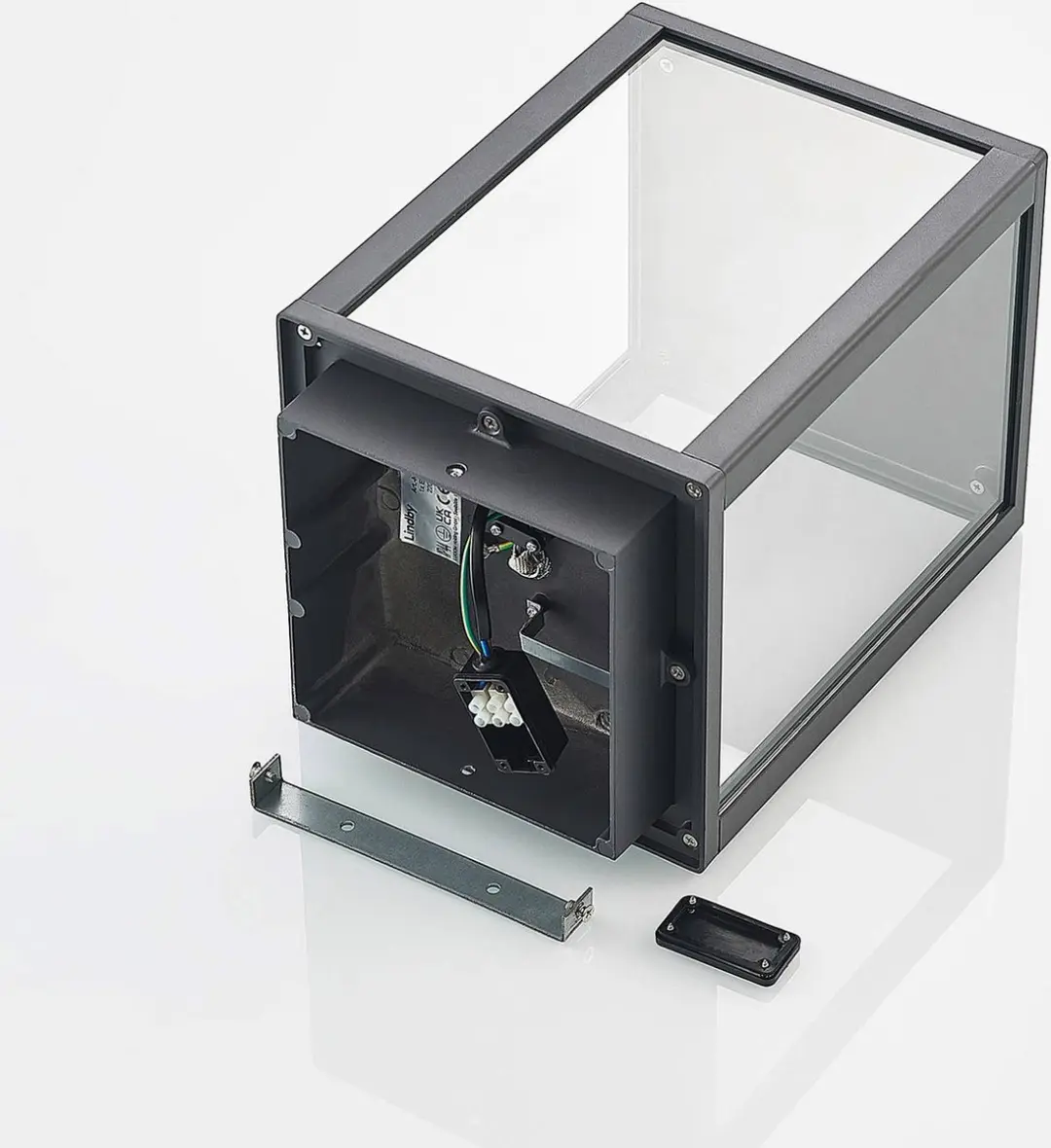 Lindby Sokkellamp Aluminium Glas 29cm E27 Antraciet