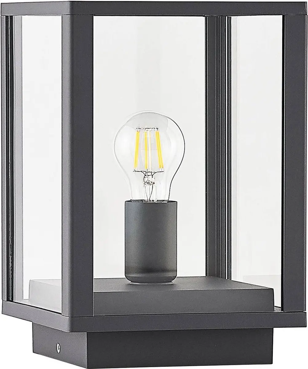 Lindby Sokkellamp Aluminium Glas 29cm E27 Antraciet