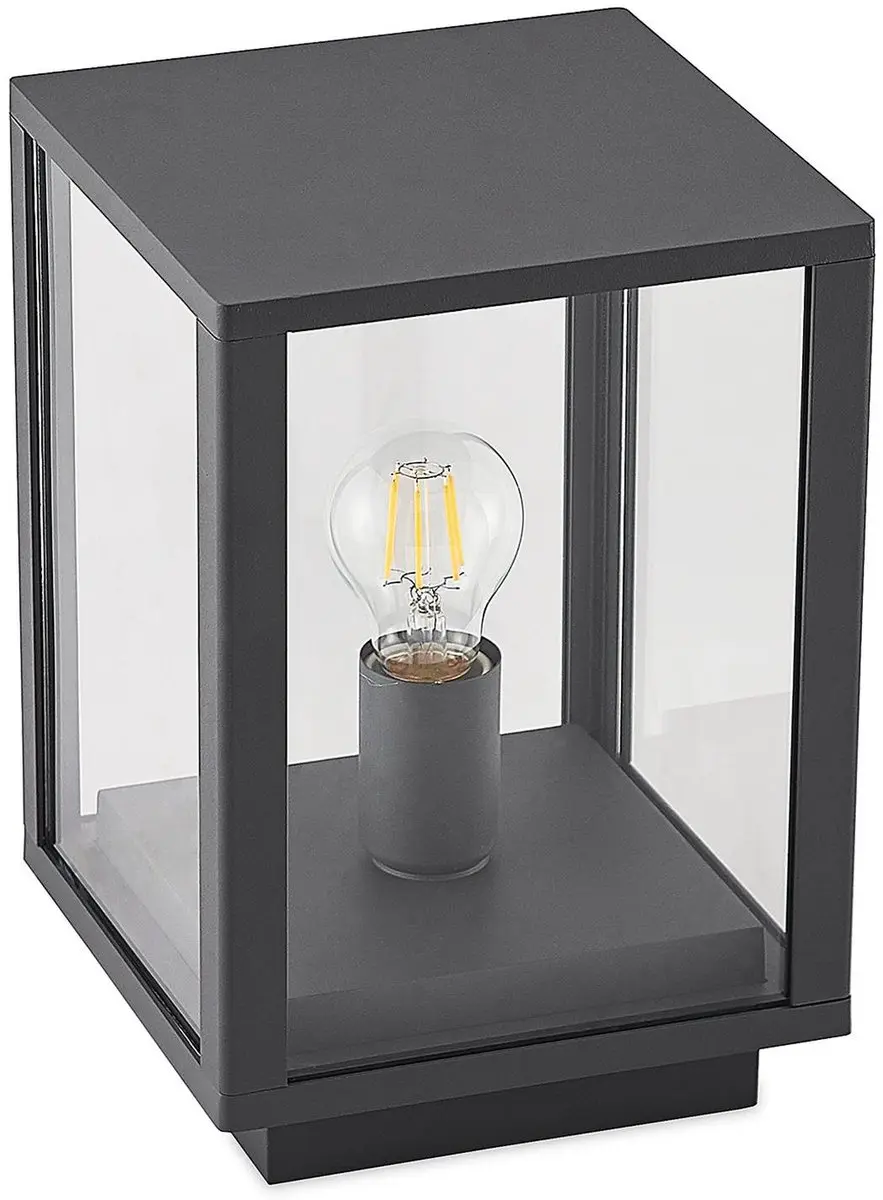 Lindby Sokkellamp Aluminium Glas 29cm E27 Antraciet