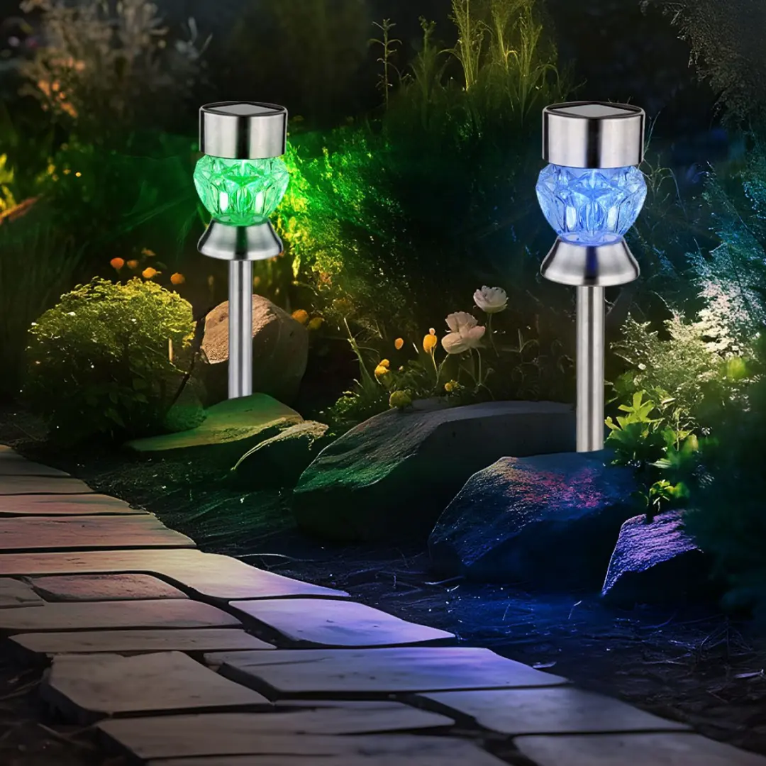 Globo Solarlamp Tuindecoratie RGB 5000K - Zwart - 4 Stuks - afbeelding 6 van 6