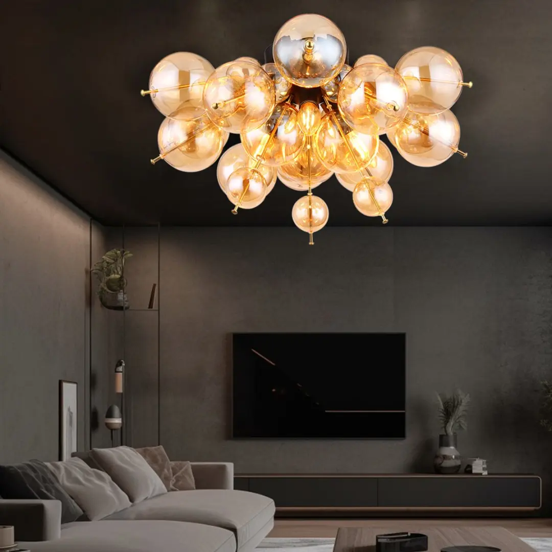 Globo Plafondlamp Amber Goud 3x E14 - Ø55cm