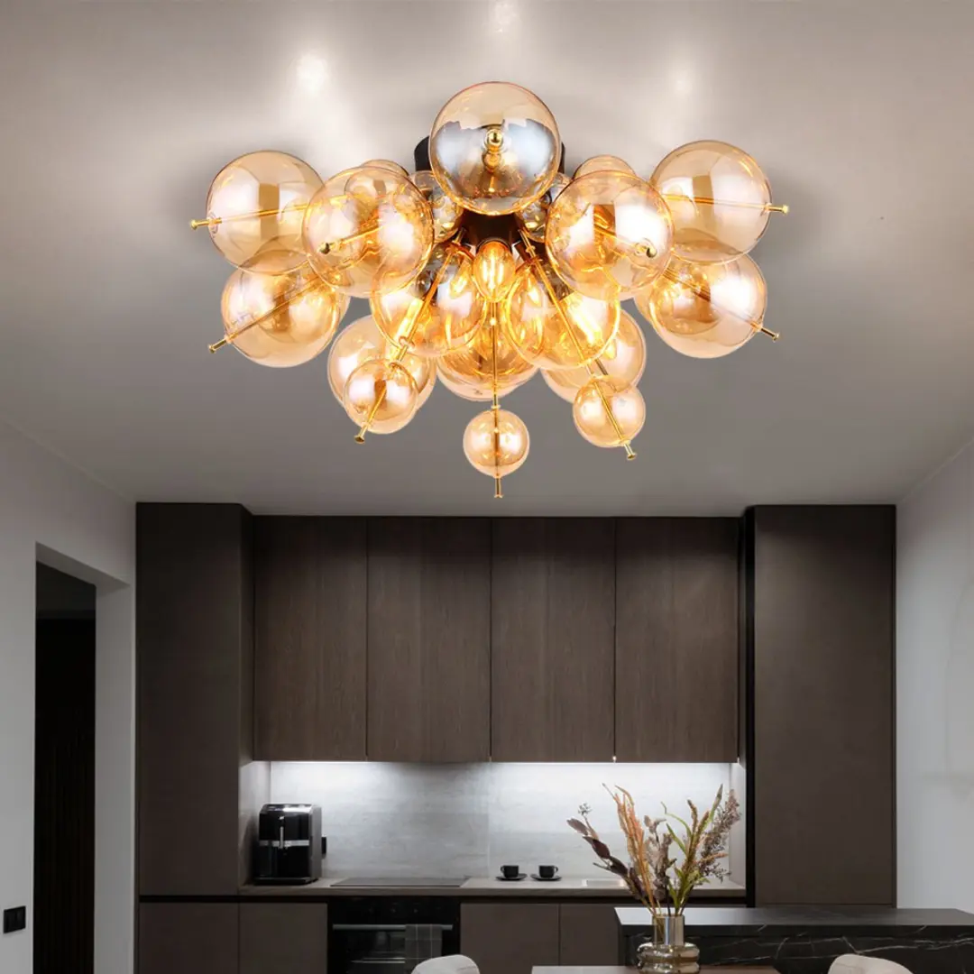 Globo Plafondlamp Amber Goud 3x E14 - Ø55cm