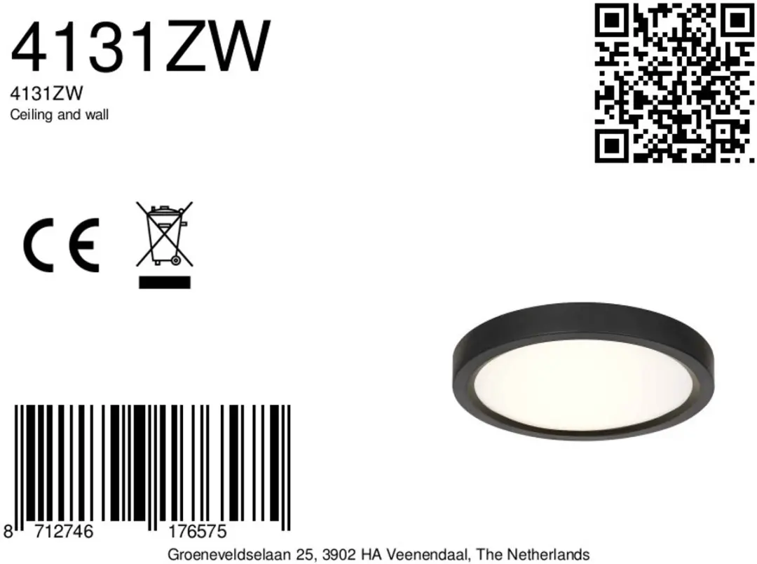 Steinhauer Luminix Plafondlamp Ø20cm - 15W - Zwart - afbeelding 6 van 6