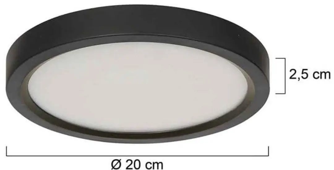 Steinhauer Luminix Plafondlamp Ø20cm - 15W - Zwart