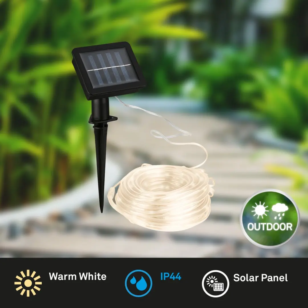 Briloner Solar LED-lint 100x - 10m - IP44 - Warm wit