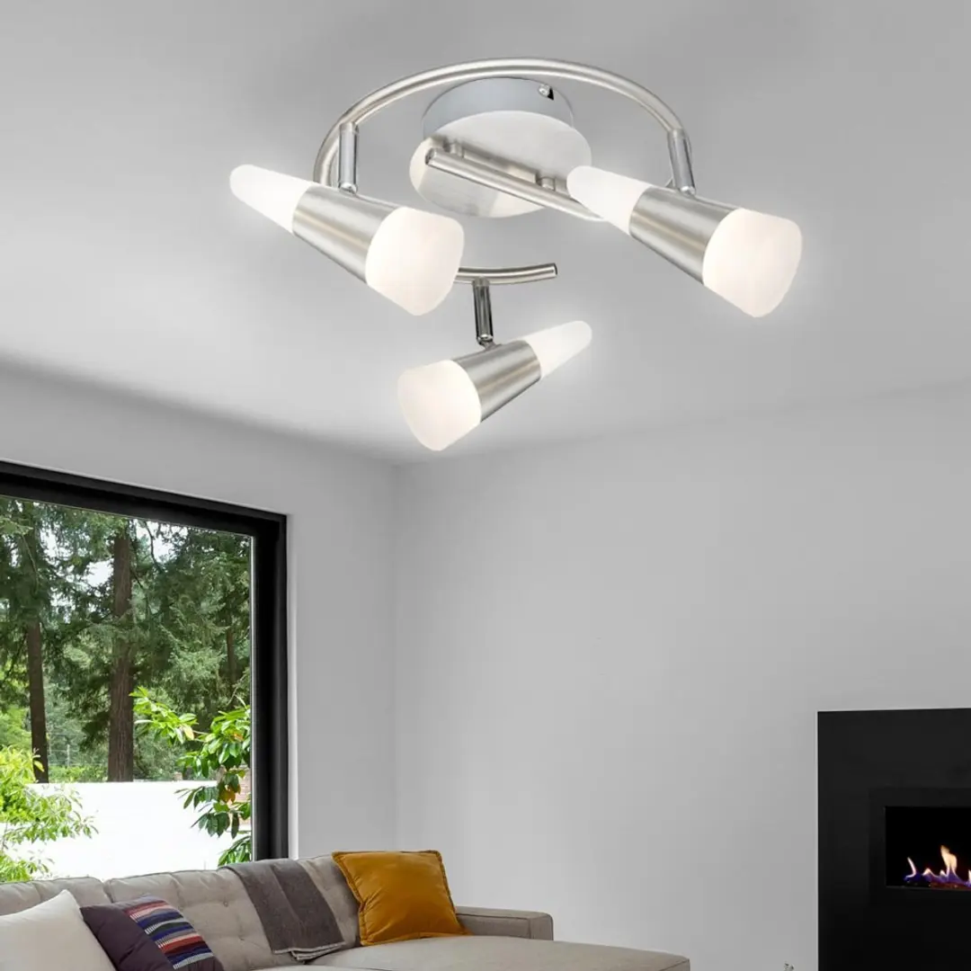 Globo Spotrondell Plafondlamp 3x5W LED - 300Lm Warm Wit - Zilver