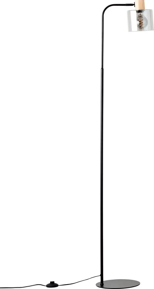 Brilliant Weald Staande Lamp 1.6m - Zwart/Rook/Hout